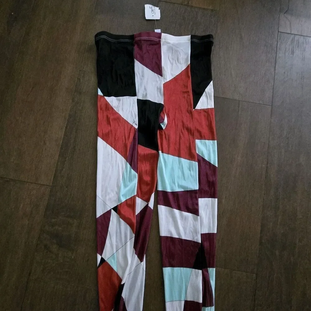 Emilio Pucci X Wolford Italy Stretch Marmo Print Pantyhose Tights Size L New